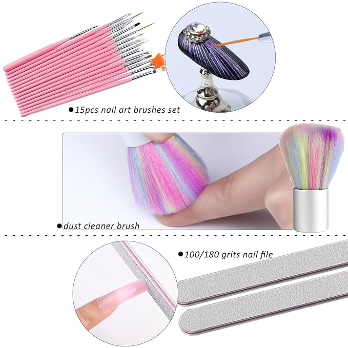 Silicone Practice Hand for Acrylic Nails, Soft Flexible Fake Hand Practice Nail Acrylic Technician Fake Nail Mannequin Hand with 100PCS False Nail Tips, Nail Art Beginner Kit Training Tools