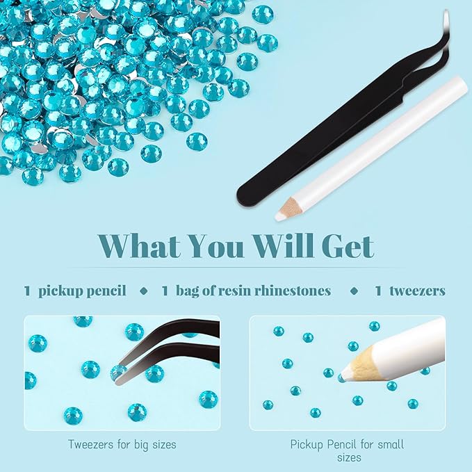 6000PCS 4mm Resin Rhinestones Bulk for Crafting (Indicolite), Flatback Bedazzling Crystals for Crafts DIY Nail Decoration, Gems Charms for Tumbler Shoes Clothing Fabric with Pickup Pen and Tweezers