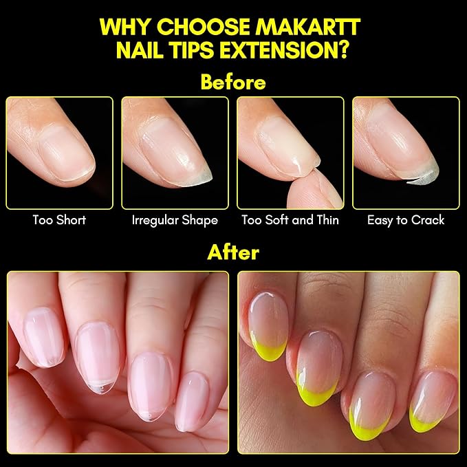Makartt Almond Nail Tips: Extra Short Full Cover Pre-shape Fake Nails Half Matte Soft Clear Gel Nail Tips Acrylic False Nails, 12 Sizes French Press on Nail Extension Salon Home DIY 120pcs