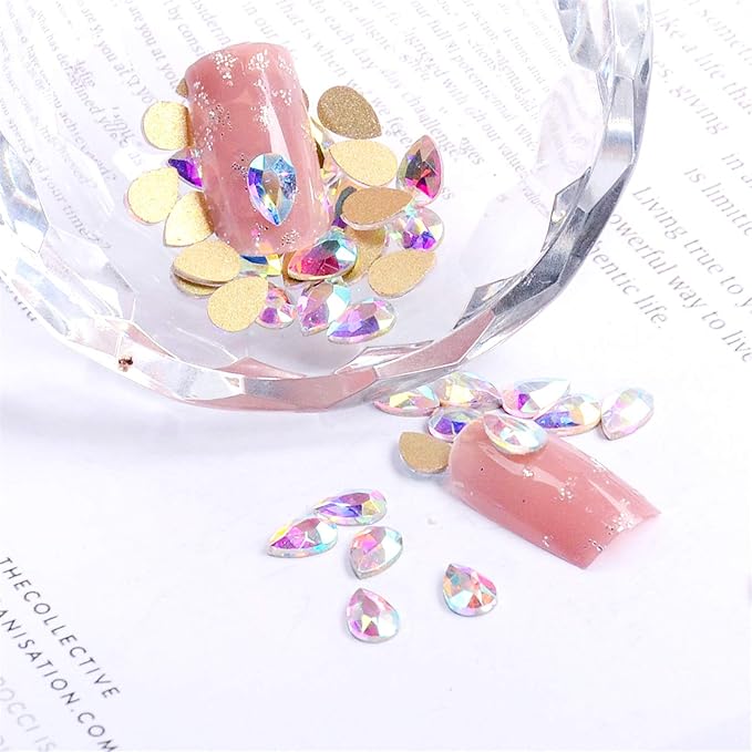 AD Beads Top Czech AB Crystal Flatback Rhinestone Nail Art Decoration Multi Shape (S01 Drop 3x5mm, 100 Pcs)