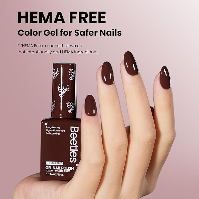 Beetles Burgundy Gel Nail Polish - Merlot Wine HEMA-Free Gel Polish Wine Burgundy Nail Color Long-Lasting Soak Off UV LED Nail Art Home Salon 8ml