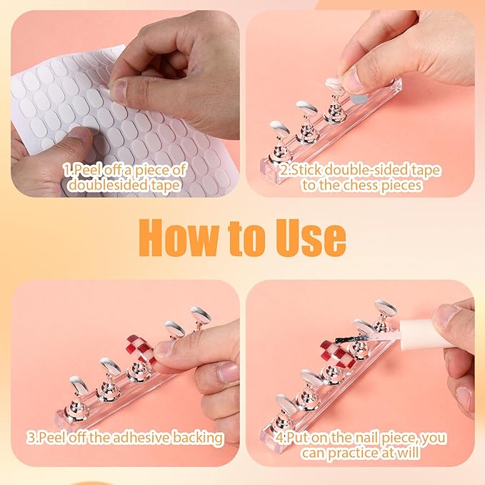 Nail Stands Acrylic Nail Art, 2 Set Magnetic Nail Tips Practice Holder Nail Crystal Holder for Nail Art with Reusable Adhesive Putty Nail Stand for Press On Nails DIY Painting(Silver)