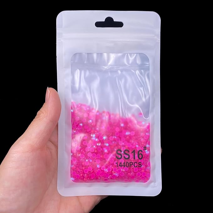 Flatback Glass Rhinestones,Bedazzler Gems 1440pcs Non Hotfix Crystal Rhinestones for Nail Charms Crafts Clothes Tumblers,Hot Pink AB Neon,SS16