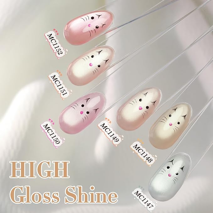Double Rhythm 0.5 Oz Cat Eye Gel Polish with Magnet Same Color Same Bottle Holographic Glitter Shimmer Translucent Color Salon 15 ML Magnetic Nail Art (Pale Nude-MC1148)