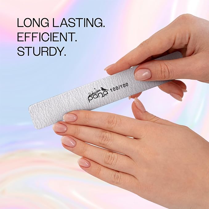 10pcs - PANA Jumbo Double-Sided Emery Nail File for Manicure, Pedicure, Natural, and Acrylic Nails - Zebra (Grit 100/100)