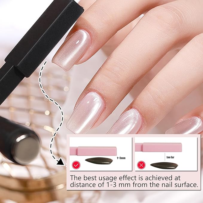 Dr.nail 6 in 1 Nail Magnet, Cat Eye Gel Nail Polish Magnet for Nails, Magnetic Nail Polish Gel Tools with Silicone Protective Case for 3D Nail Art Design Nail Salon or DIY