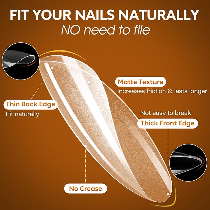 Nicedeco Short Almond Nail Tips Soft Gel Tips 216pcs Press on Nails for Full Cover Acrylic Full Nails False Nails 12 Sizes - 008