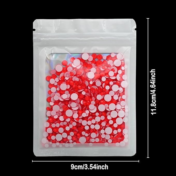 Flatback Glass Rhinestones,Bedazzler Gems Non Hotfix Crystal Rhinestones for Crafts Nail Charms Clothes Tumblers,Red Neon,Mixed Size,35g