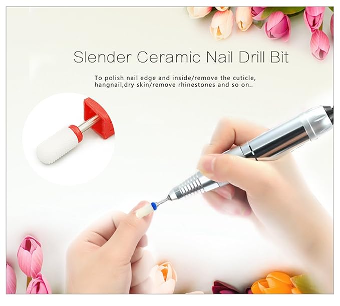 Round Head Ceramic Nail Drill Bit For Electric Nail Drill Manicure Machine Accessories Tool (Blue Medium)