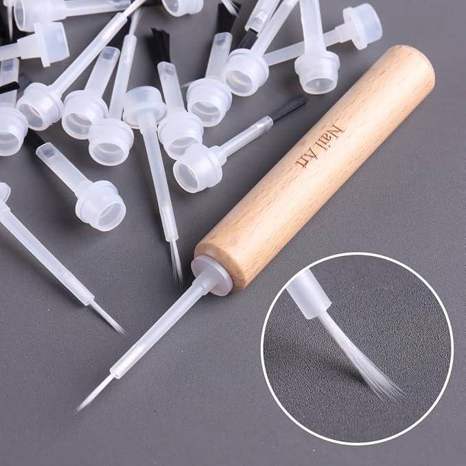 50 Pcs Replacement Nail Polish Brush Kit, Disposable Nail Art Brush with Dual-Ended Wooden Handle Dip Powder Liquid Replacement Brushes Soft Bristles Brush for Home DIY Salon Use