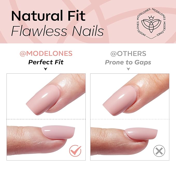 Modelones Pink Ombre Press on Nails Almond, Spring Chrome Short Fake Nails, Nail Kit with Nail Glue Adhesive Tabs Mini Nail File, Nails Press Ons 32Pcs16 Sizes, Women Girl Gift