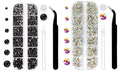 Black and Crytstal AB Rhinestones Set for Nails,Makeup,Phone Case,Book,Crafts,DIY(SS6-SS20)(2-4.8MM)