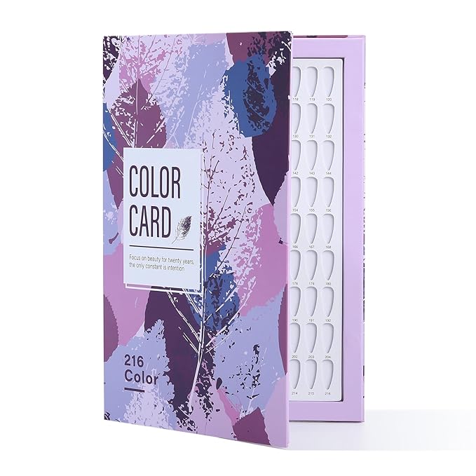 Acycoin2A 216 Nail Color Chart Display Gel Polish Color Book with 240 False Nail Tips and Number Sticker (A)