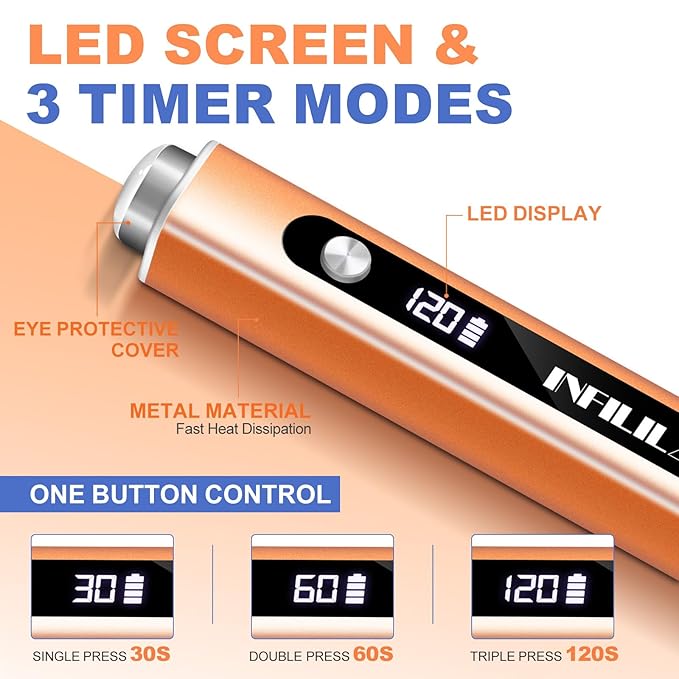 NXJ INFILILA Multi-Functional Handheld UV Light for Gel Nails with Cat Eye Magnet - Portable Flash Cure Nail Lamp for French Manicures, Detail Work, Type-C Cordless for Travel & Home Use