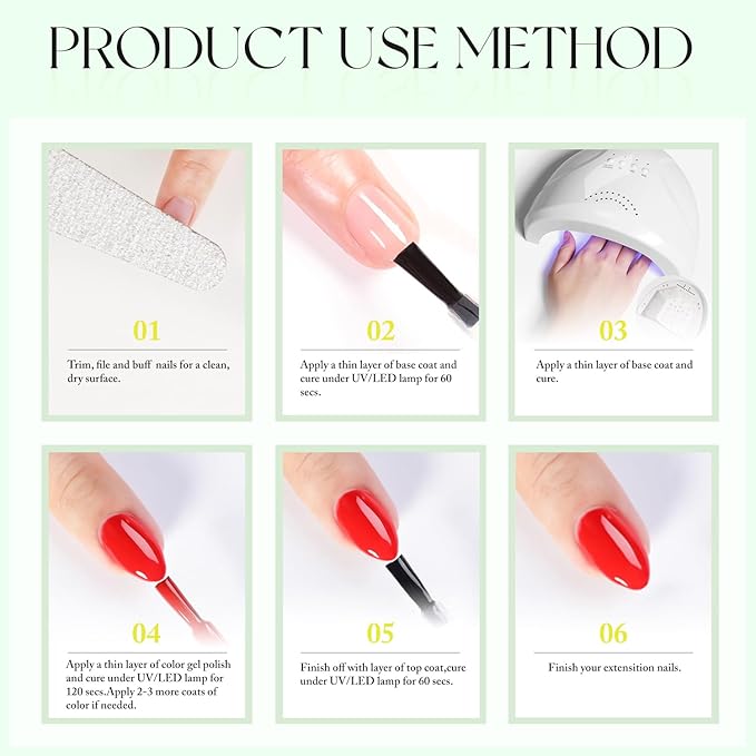 Double Rhythm 15ML Gel Nail Polish Pure Sheer Same Color Same Bottle Soak Off Gel Polish Art Manicure Salon DIY at Home for Women (Bright Green-A1042)