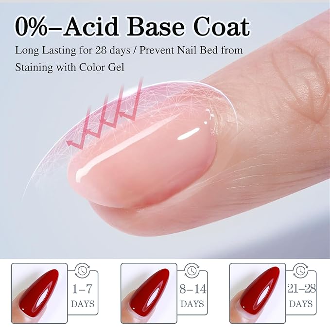 Double Rhythm 2 Pcs 15ML No Wipe Gel Top Coat and Base Coat Set Clear Glossy Gel Polish Kit Soak Off UV LED (Base and Top Coat)