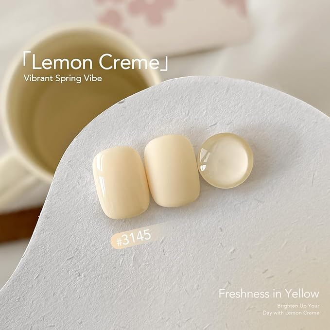 GAOY Pastel Yellow Gel Nail Polish, 16ml Soak Off Gel Polish, UV Light Cure for Nail Art DIY Manicure at Home, 3145 Lemon Creme