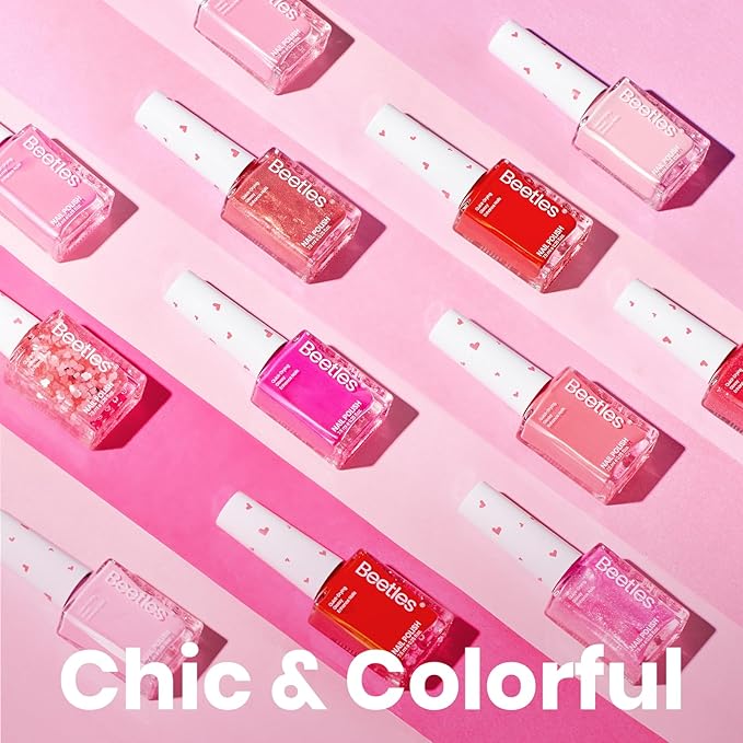 Beetles Valentine Nail Polish - Love's Prism 12 Colors Valentine Pink Nail Polish Set 5ml/0.17 Fl Oz, Salon Long Lasting DIY Nails Art Spring Valentines Nails Gifts for Her