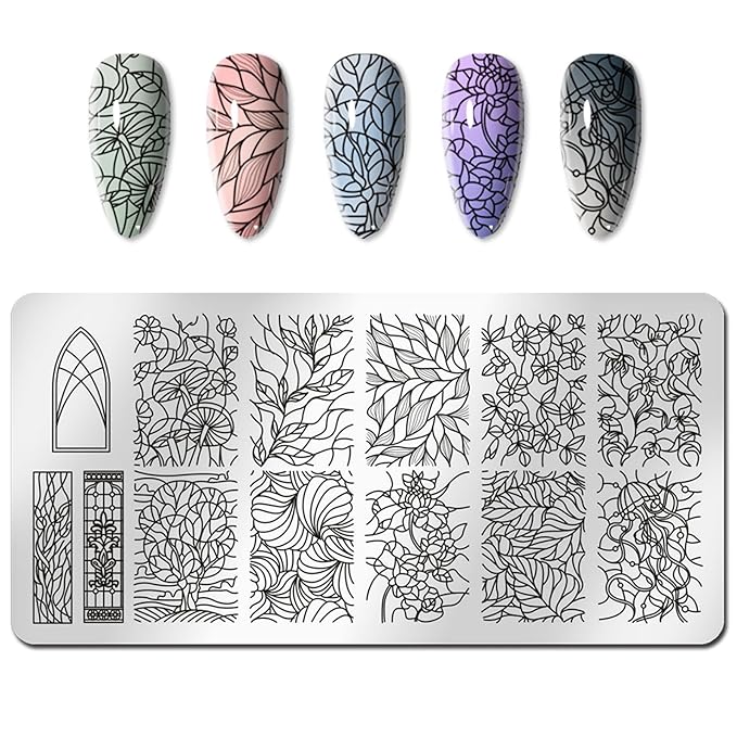 WOKOTO 6Pcs Nail Art Stamping Plates Kit with Flower Butterflies Rose Bird Image Templates Stamping Nail Art Tools Nail Stamp Kit