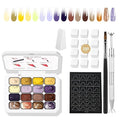 16 Colors Ombre Gel Nail Polish Set,Gel Ombre Color Palette,Pat Painting Gradient Blooming Gel Polish with 100Pcs Nail Sponges for Omber Nails Art Patting Gradient in Salon or Home Use