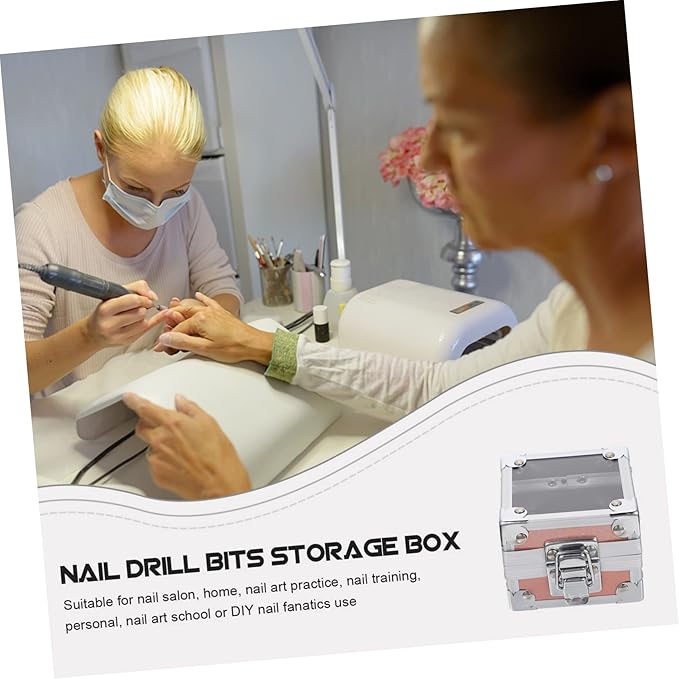 Angoily Nail Storage Box for Nail Drill Bits Nail Grinding Head Box Organizer Manicure Tool Display Case