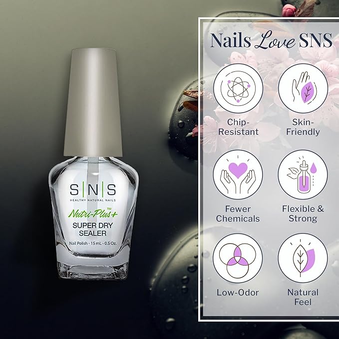 SNS Nail Polish for Nail Dip Powder, Sealer Dry - Sealing & Hardening Agent for Dip Powders - Brings Color & Hardens Manicure Layers - Low-Odor & No UV Lamp Required - 0.5 fl. oz.