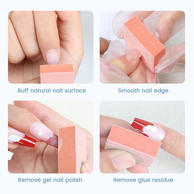 Nail Buffer Block, 100 PCS Mini Buffers, 2 Way Coarse Medium Grit 100/180, 1.3 inch Long, Small Buffing Kits for Nail Gel Polish, Acrylic & Press-On Nails Prep, Pedicure & Manicure, Orange