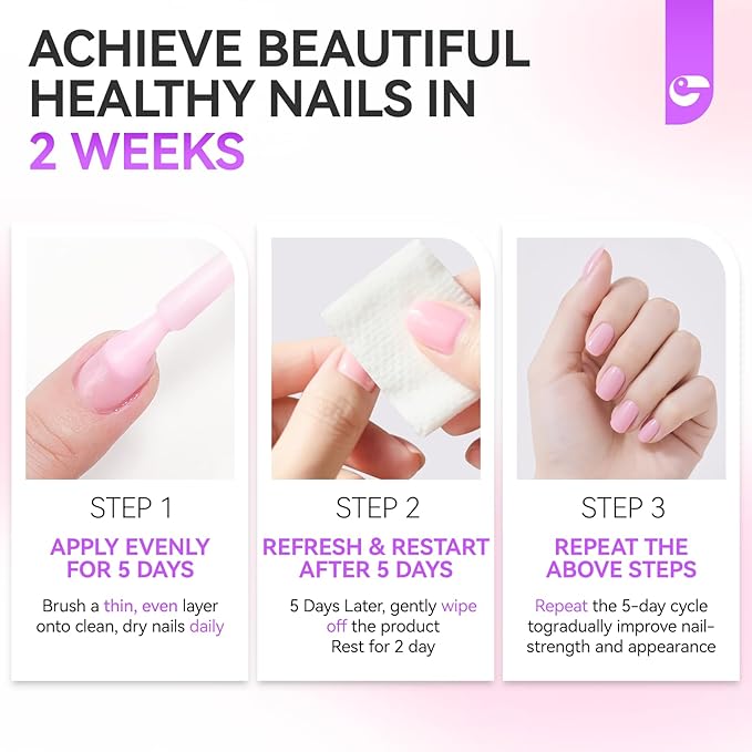 Nail Strengthener and Growth Polish for Women: Milky Pink 15ml Nail Hardener Extra Strong and Growth for Damaged Nails - 6 in 1 Protein Ridge Filler for Home Salon Use - Women Housewife DIY Enthusiast