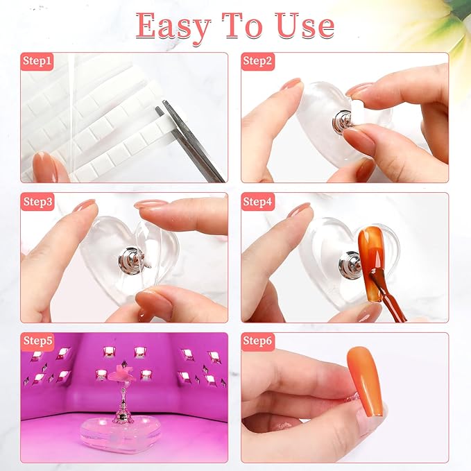 BQAN Stand for Press Ons Acrylic Nail Holder for Painting, Practice Tools With Reusable Putty - Tech Must Haves Supplies for Homes and Salons (White)