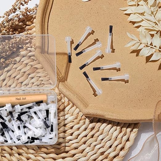 50Pcs Replaceable Brush Heads for Nail Art Brushes, Perfect for Nail Beauty Brushes Design, Mini Small Painting Brush with Wooden Handles, Ideal for Nail Art and DIY