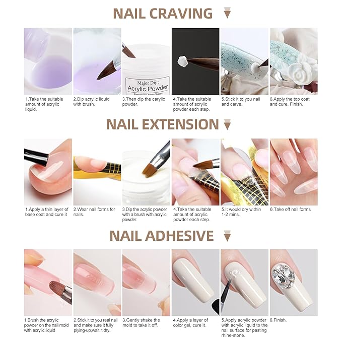 Acrylic Nail Kit Set for Beginners with Everything Acrylic Powder Nail Drill Lamp Starter Kit with False Nail Tips Nail Art Decoration Tools for Home Salon Gifts