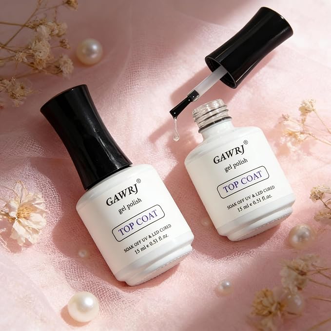 15ml Gel Polish Top Coat No Wipe Soak Off Ultra Glossy Top Gel Nail,and the no-wipe top coat ensures a long-lasting shine.