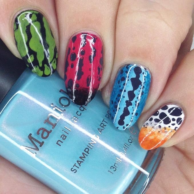 Maniology Hop to It Nail Stamping Plate | Frog-Themed Manicures, Fun Cute and Colorful Froggy Nail Art Designs - Reusable, Rectangular, Stainless Steel Nail Art Template
