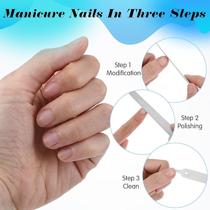 4PCS Diamond Deb Nail File,8 in Double-Sided Metal Nail File Men, Pointed Diamond Deb Nails Files, Suitable for Manicure, Pedicure, Salon Home Use, Silver