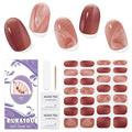 Semi Cured Gel Nail Strips, 28 pcs Gel Nail Stickers Work with Any UV Lights, Long-Lasting Nail Wraps, Stick on Nails for women Easy to Apply & Remove