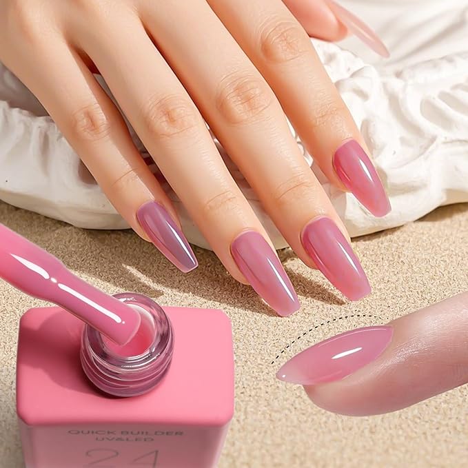 CANNI Builder Nail Gel, Rose Pink Builder for Nails Strengthener Gel Thickening Extension for Beginners DIY Home Salon Manicure