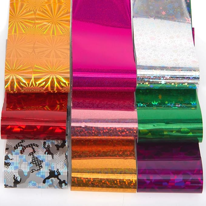 JERCLITY 300 Sheets Nail Foil Transfer Stickers Set Leopard Print Marbling Nail Foils Transfer Nail Art Holographic Laser Design Foil Sheets for Women Girls