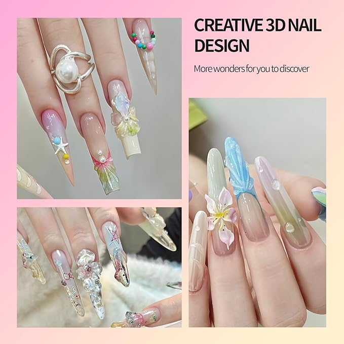 3D Gel Nail Art Kit-Pink Aurora Solid Builder Gel for Nails 3D Sculpting Carving Building Modeling Hard Extension for Beginner DIY Salon at Home Cured Needed