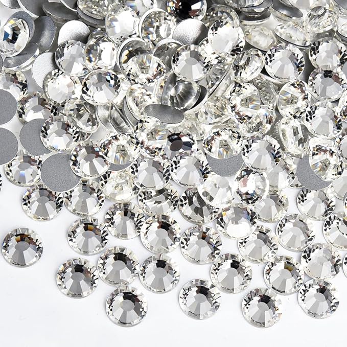 Blinginbox 288pcs Flat Back Rhinestones Round Gems for Nail Art and Craft Glue Fix,Bedazzling Decorations SS34,7.2mm,0.28inches Crystal