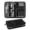 Manicure Pedicure Set, Nail Clipper Set 10-Piece Set Professional Manicure Kit Nail Kit with Portable Black Leather Case Gift for Men Boyfriend Parent
