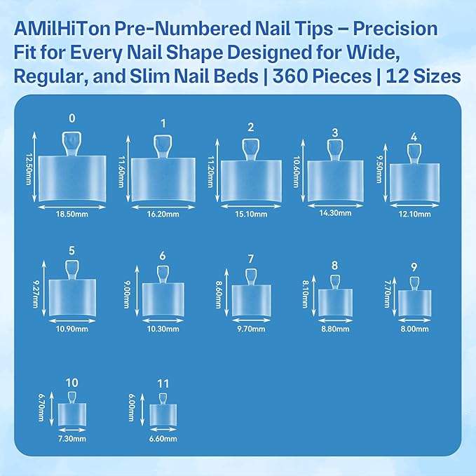 Toe Nail Tips, Square Half Cover for Wide Short Nail Beds, Matte Pre-shaped Press on Toenails for Women Extensions Home DIY Nail Salon 360PCS 12Sizes