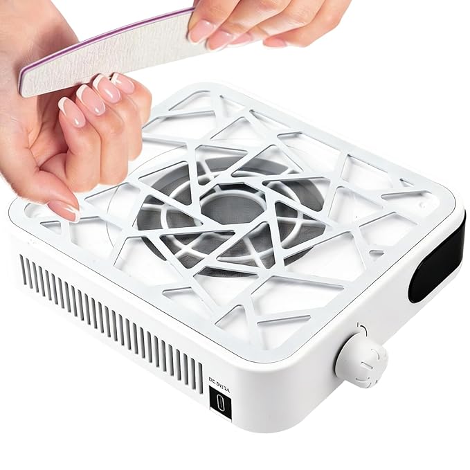 Nail Dust Collector, 6000RPM Rechargable Dust Collector Nail Tech with 30Pcs Reusable Filters, Protable Nails Vacuum Fan Dust Collector Powerful Suction for Beginner Nails Salon & Home