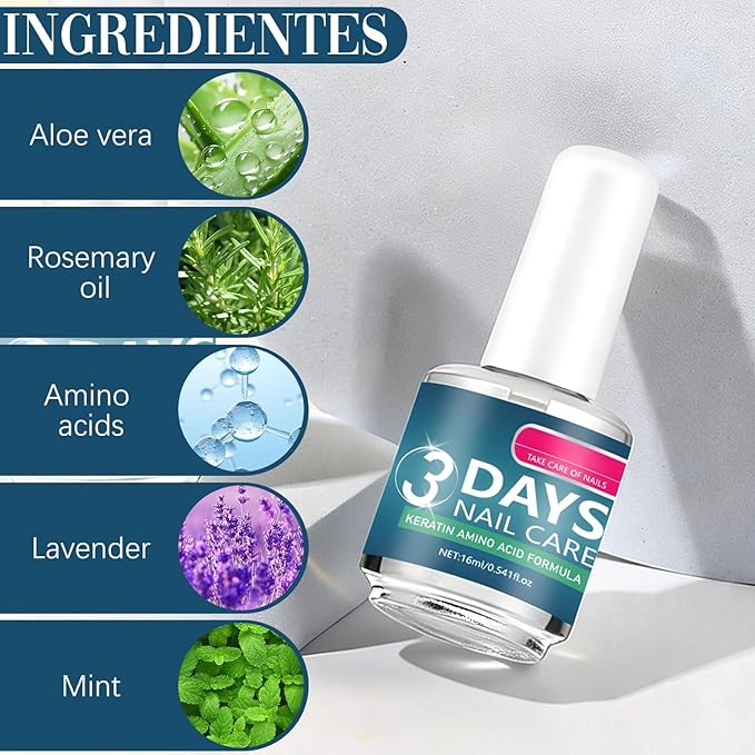 3 Days Nail Care – Keratin & Amino Acid Nail Strengthener, Fast Strengthening and Hydrating Nail Care Oil for Dry, Weak, Fragile Nails, Moisturizing Cuticle Oil,3PCS (16ml/0.54oz Each)
