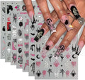 8 Sheets Halloween Nail Stickers Pumpkin Spider Web Nail Art Stickers with Pink Glitter Design Ghost Bat Nail Decals 3D Self Adhesive Sticker for Nails,Halloween DIY Manicure Decor for Women Girls