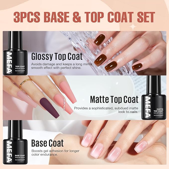 MEFA 56 Pcs Gel Nail Polish Kit with U V Light 48W Nail Dryer, 32 Colors Nude Pink Gel Nail Polish Set with Base and Matte/Glossy Top Coat Nail Art Decorations Manicure Tools DIY Salon Gifts