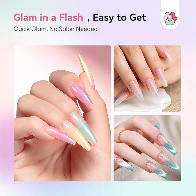 SAVILAND Hema-Free Poly Gel Nail Kit for Beginner :15 Poly Gel Colors Kit for 4 Weeks Lasting, Clear White Pink Sheer Cat Eye with U V Lamp Slip Solution for Quick Nail Extensions Travel Party Art DIY