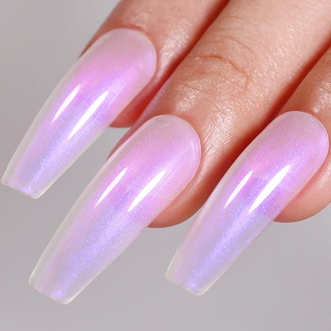 Imtiti Pearl Gel Nail Polish, 0.5 Fl Oz Purple Transparent Shell Shimmer Mermaid Drawing Polish, Iridescent Pearlescent Spring Summer UV LED Soak Off
