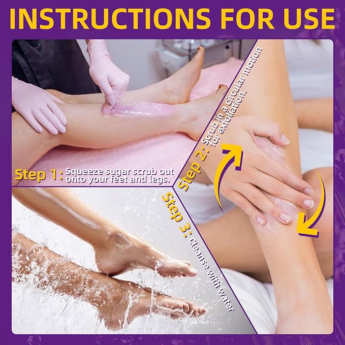 Foot Exfoliating Scrub, Sugar Scrub, Dead Skin Remover for Feet, Individually Packaged Foot Scrub Smooths, Hydrates, Detoxifies Tired and Dry Cracked Feet 16 Packs per Box, Lavender