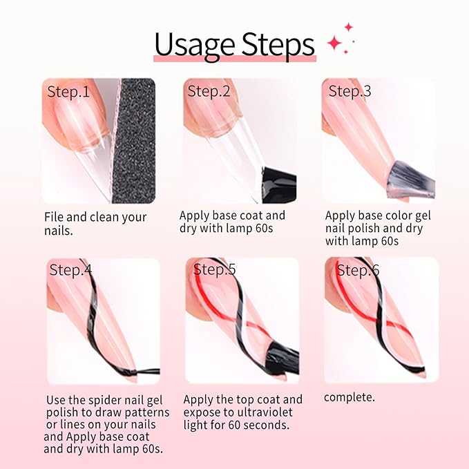 20g/0.7oz Elastic Drawing Spider Nail Gel, GelS Paint for Nails Art Wire Drawing Nail Gel for Line with Brushes for Nail Art (3EDS-WhiteBlackSliver)