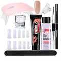 15ml Chameleon Poly UV Gel Temperature Color-Changing Black Nail Builder Gel Nail Enhancement Trial Kit LED Lamp Slip Solution Glitter Poly Builder Gel Nail 8PCS/Kit (Nude Pink)